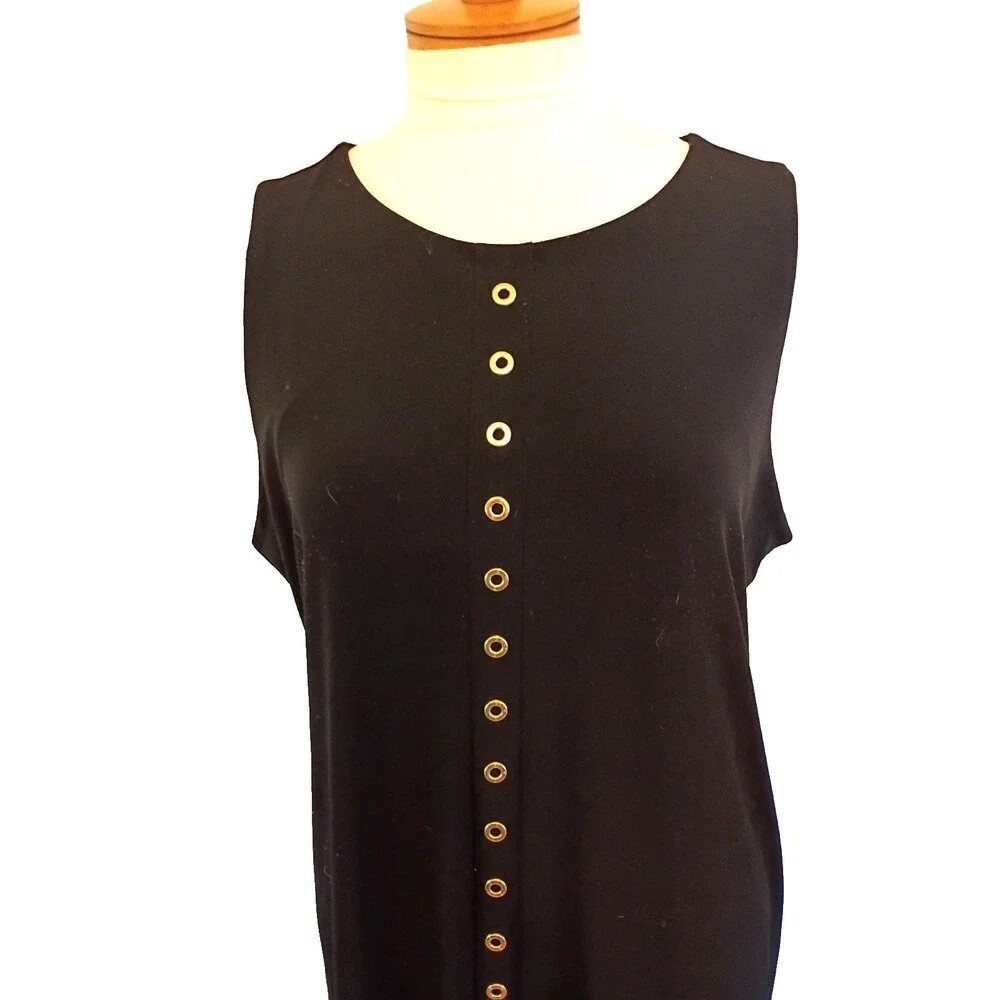 Michael Kors Black Sleeveless Dress with Gold color Grommets Size XL